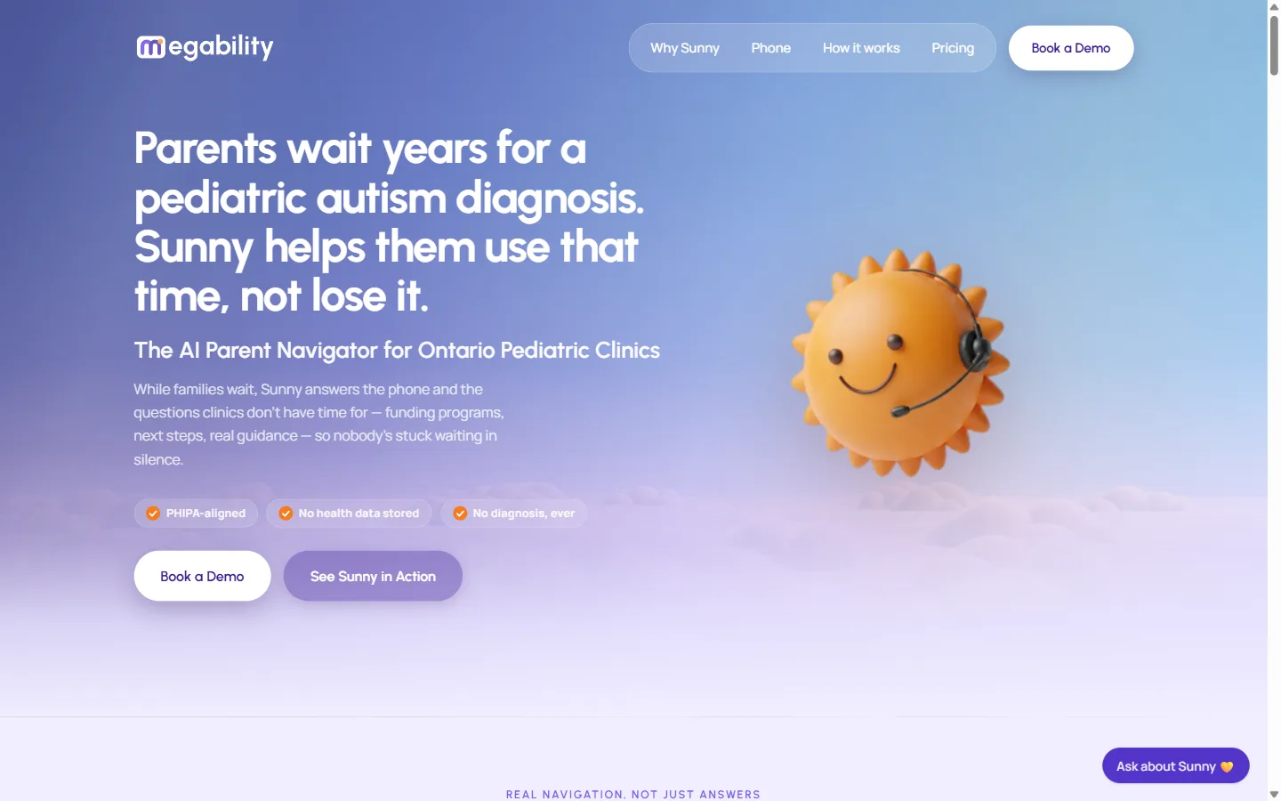 Megability website with Sunny