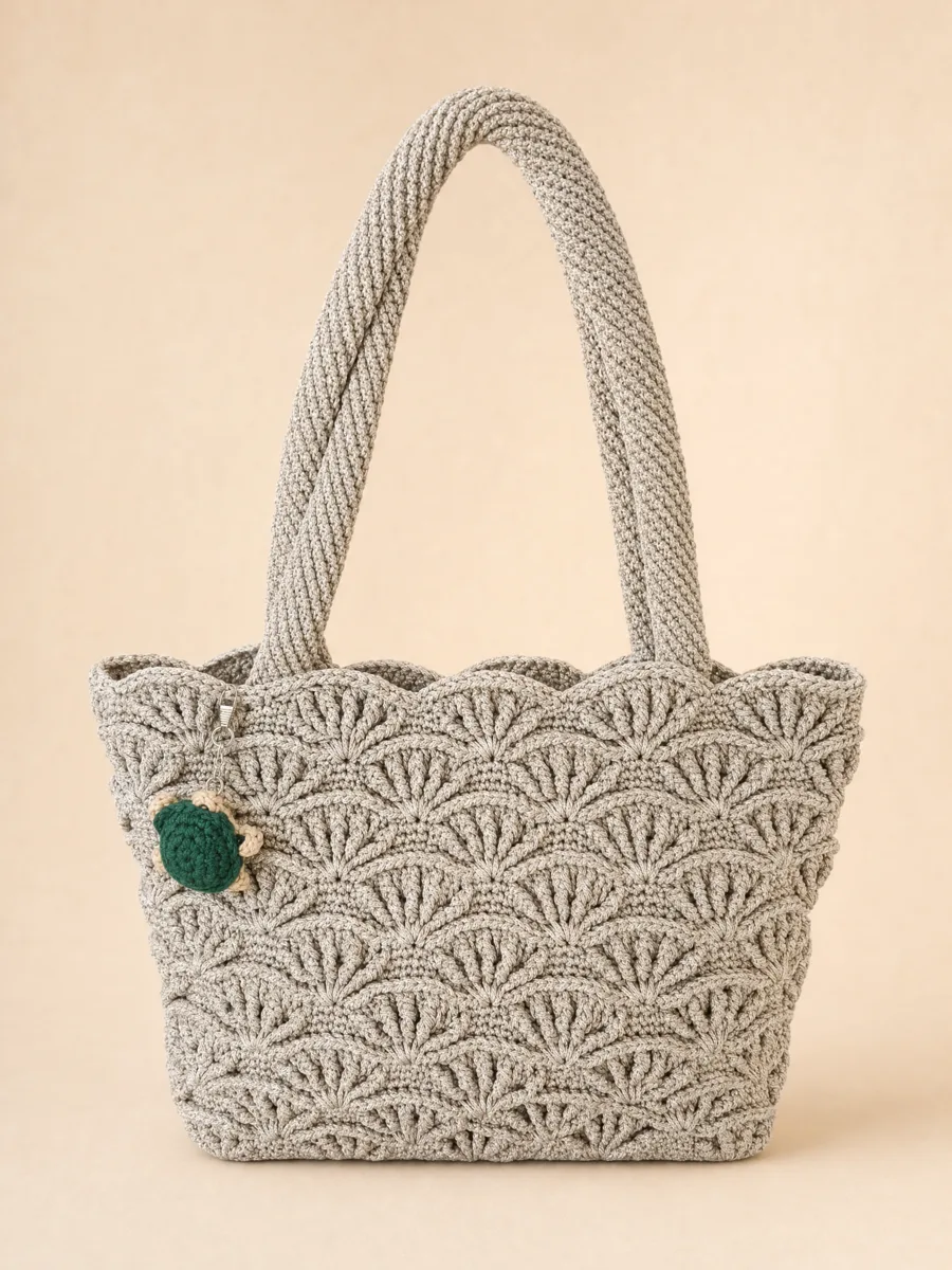 The same beige bag in a studio-look photo