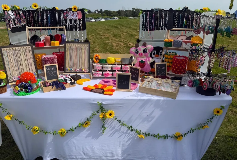 A market table before