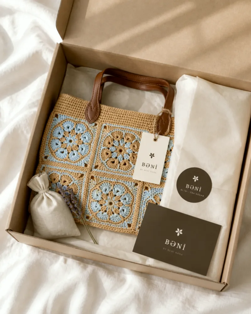 BƏNİ gift box with tags and cards